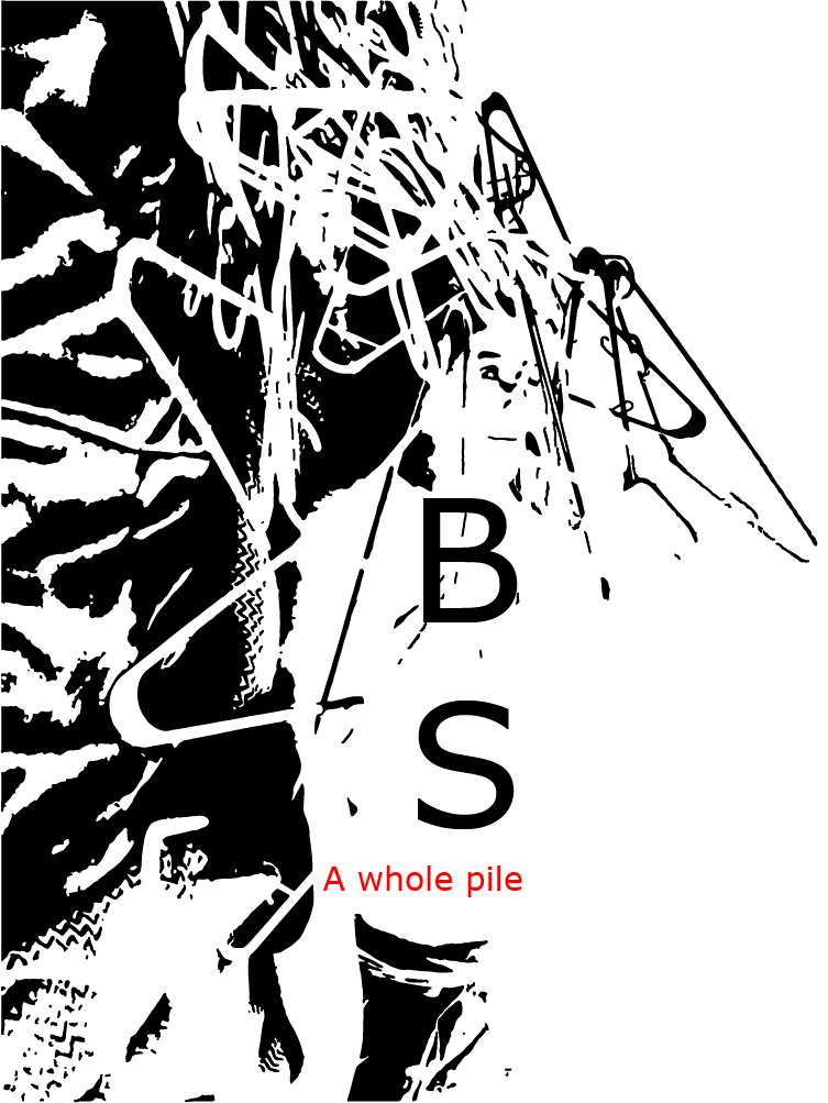 High-contrast black-and-white B_S. cover art with a standing figure and the red caption ‘A whole pile.’
